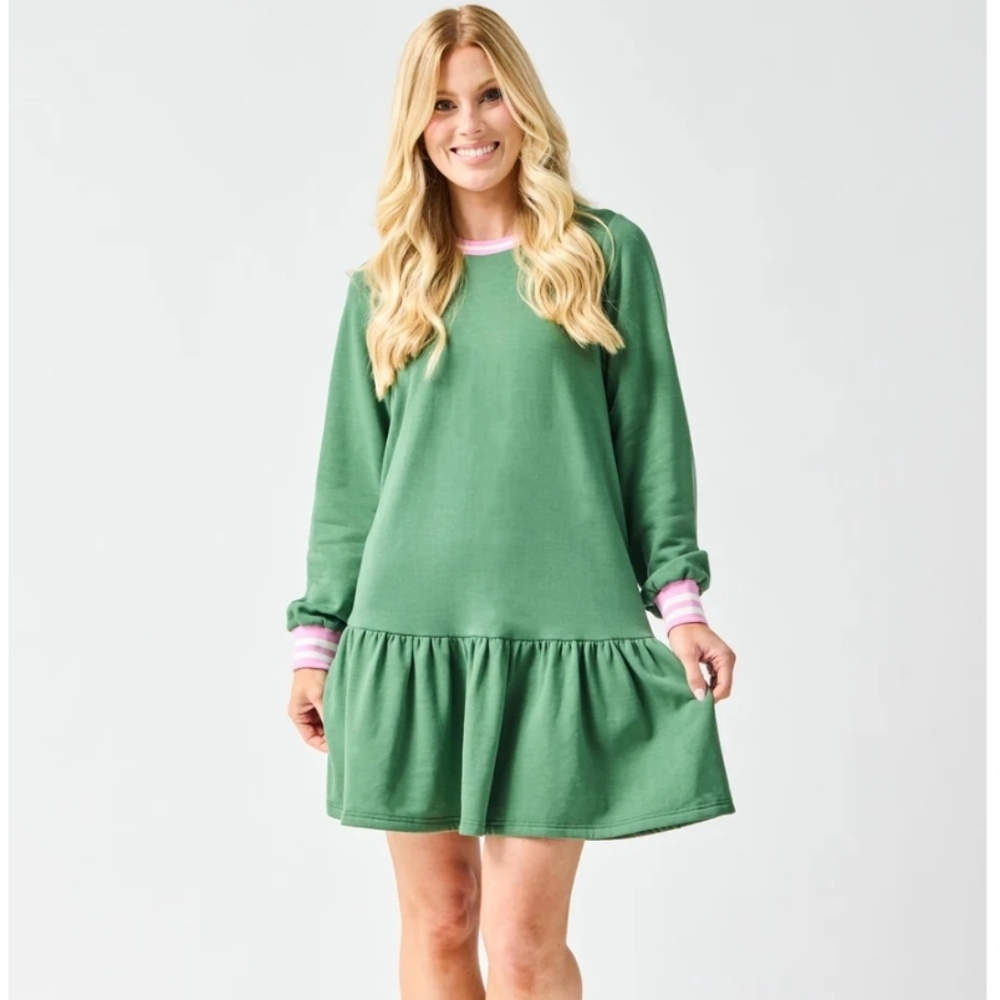 Mary Square Georgia Dress Olive Sz M Long Sleeve